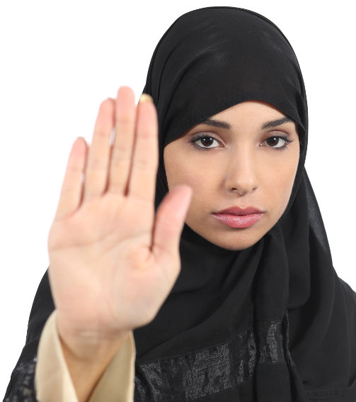 arab woman making stop gesture