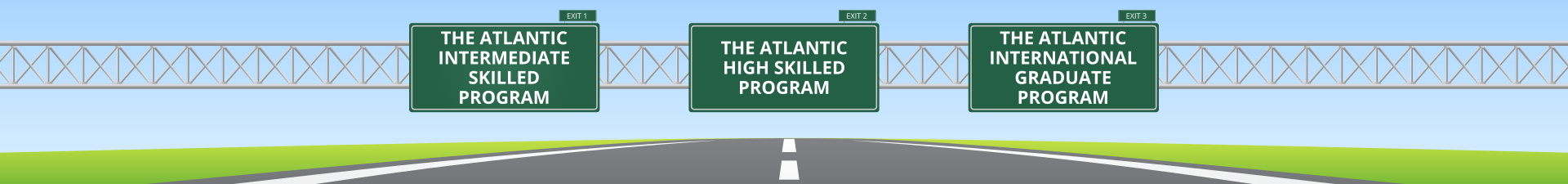 atlantic pilot programs navigation links presented as overhead highway signs